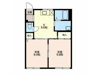 グランメール ダンD(2K/1階)の間取り写真