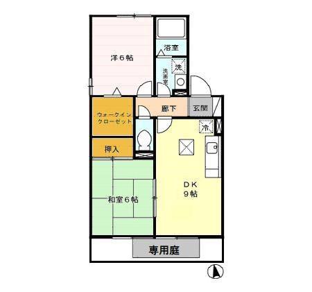 アークフラッツIII A棟(2DK/1階)の間取り写真