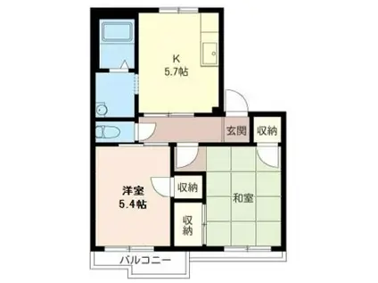 レオハイツ B(2K/2階)の間取り写真