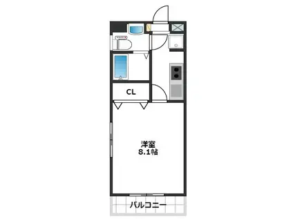 コンドミニアム薬院駅(1K/8階)の間取り写真