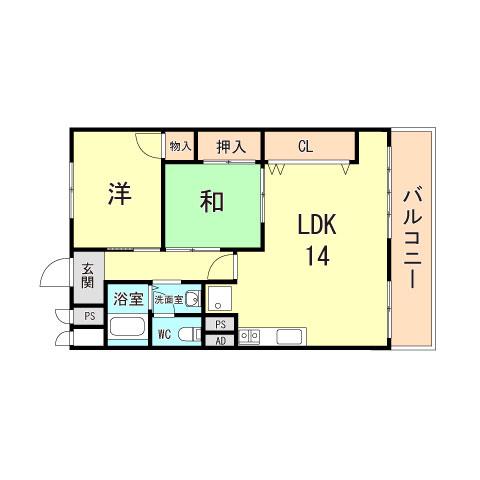 明石本町ビル(2LDK/3階)の間取り写真