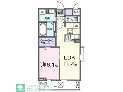 N.チェントロ相模原(1LDK/1階)の間取り写真