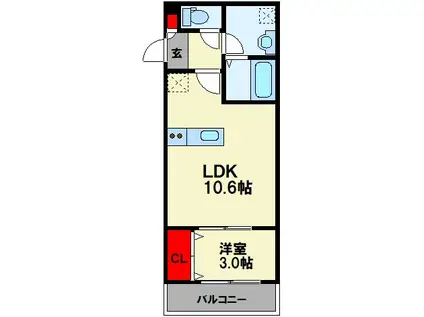 セレーノ柏の森(1LDK/3階)の間取り写真