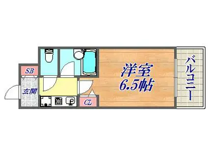 エスリード三宮第3(1K/2階)の間取り写真