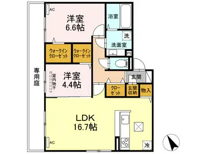 ティエード九大病院前(2LDK/1階)の間取り写真