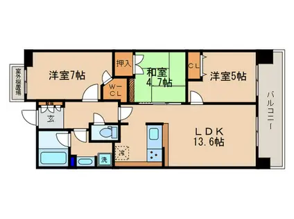 サンシティ草津駅前(3LDK/6階)の間取り写真