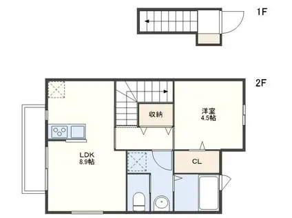 アヴニールA棟(1LDK/2階)の間取り写真
