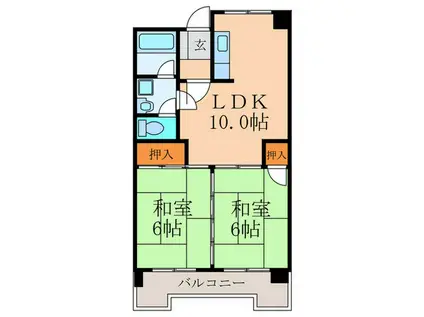 レジデンス鋲賀(2LDK/4階)の間取り写真