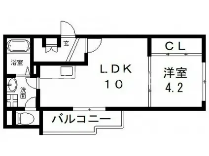 ARCA弥刀駅前(1LDK/1階)の間取り写真