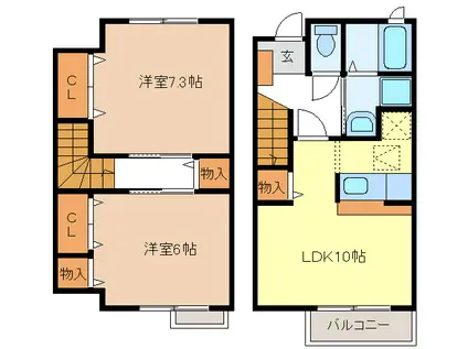 メゾンラルゴ(2LDK/1階)の間取り写真