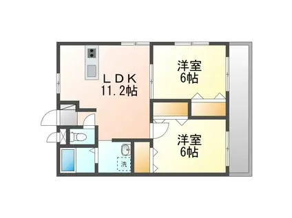 ルミエールIIMITSURU(2LDK/2階)の間取り写真