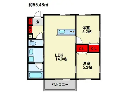LUCE ARC(2LDK/2階)の間取り写真
