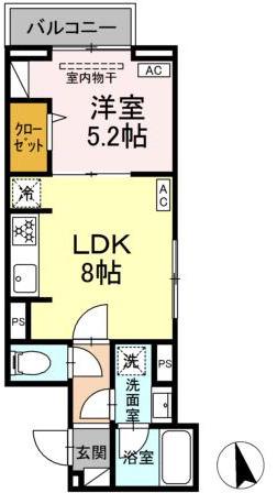 板橋区前野町1丁目PJ(1LDK/2階)の間取り写真
