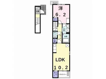 エスポルトIII(1LDK/2階)の間取り写真