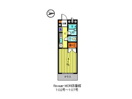 REVAGE・MORI 伍番館(1K/1階)の間取り写真