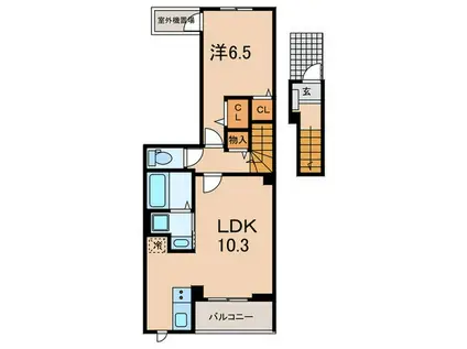 サンフラワー(1LDK/2階)の間取り写真