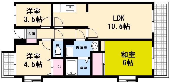 CASA&MICHIROOM己斐上(3LDK/3階)の間取り写真