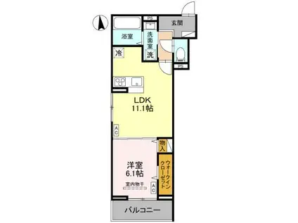 草加市氷川町PJIV A(1LDK/2階)の間取り写真