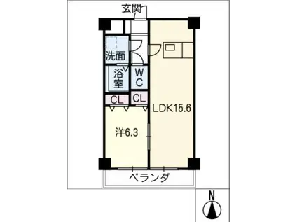 ハピネス鶴田町マンション(1LDK/1階)の間取り写真