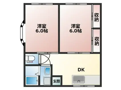 レジデンスアサクラ(2DK/1階)の間取り写真