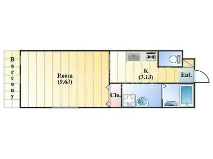 TAC FOREST(1K/2階)の間取り写真