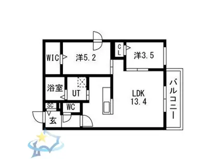 PRECIOUS HASSAMU-MINAMI(2LDK/4階)の間取り写真