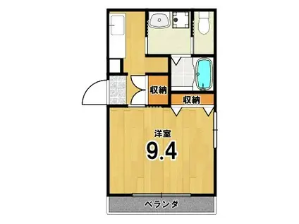 ヴィラ御蔭(1K/1階)の間取り写真