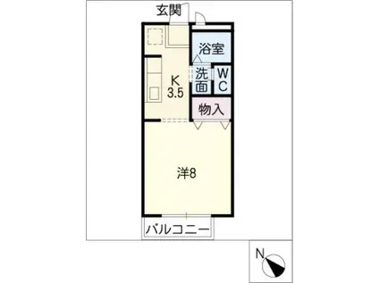 とぼねフラット(1K/1階)の間取り写真