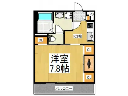 リブリ・リア(1K/2階)の間取り写真