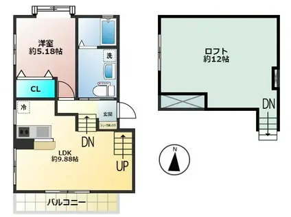 CASA AREGLEカーサ・アレグレ(1LDK/2階)の間取り写真