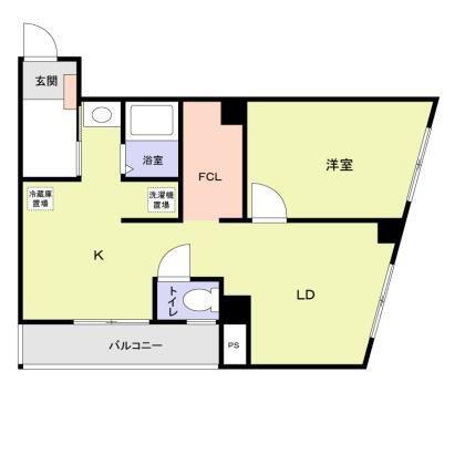 寿ビル(1LDK/4階)の間取り写真