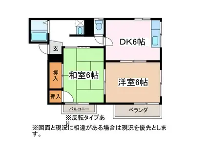 タウン島高 A(2DK/1階)の間取り写真