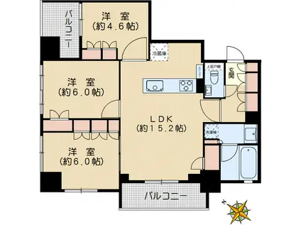リビオ文京茗荷谷(3LDK/4階)の間取り写真