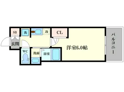 エステムコート難波サウスプレイスVIIIハイド(1K/12階)の間取り写真