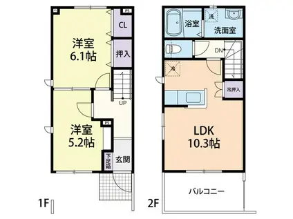 パストラルコート M(2LDK/1階)の間取り写真