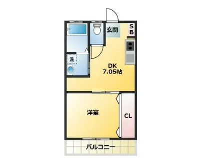 春栄コーポ(1DK/2階)の間取り写真