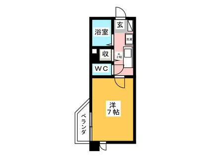 カディス(1K/2階)の間取り写真