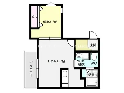 ウェリス南福岡(1LDK/2階)の間取り写真