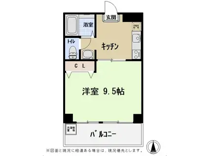 グローリーハイツ志水(1K/3階)の間取り写真