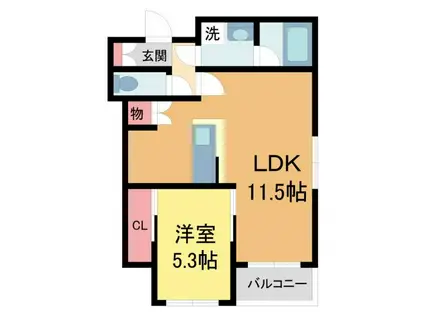 GRAN KOBELIA(1LDK/3階)の間取り写真