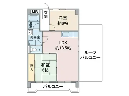 ハイツ白山(2LDK/4階)の間取り写真