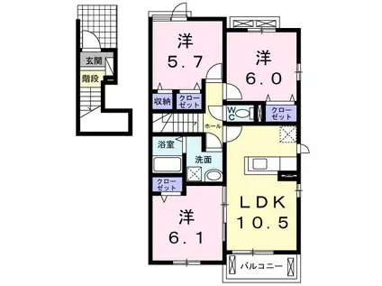 エクセレント おがわ(3LDK/2階)の間取り写真
