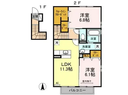 グランド シャイン(2LDK/1階)の間取り写真