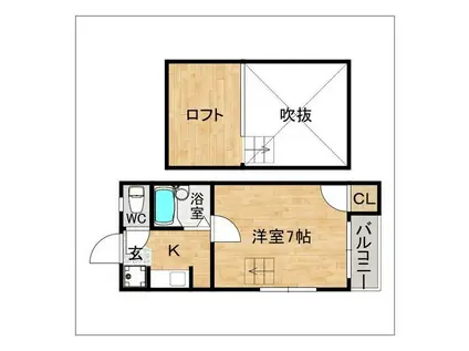 メゾンド・ノーブル壱番館(1K/2階)の間取り写真