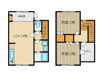 サンフィールドサウス(2LDK/1階)の間取り写真
