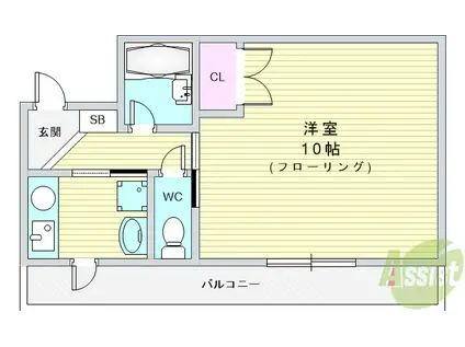 プレステージ天神IV(1K/2階)の間取り写真