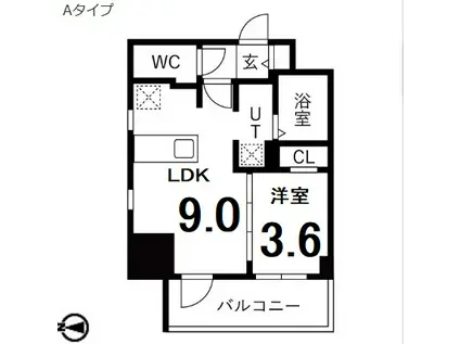 ザ・レジデンスパーク栄(1LDK/7階)の間取り写真
