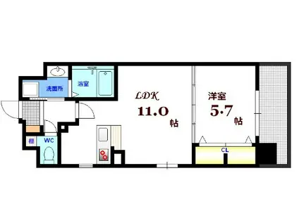 コンフォート東白島(1LDK/7階)の間取り写真