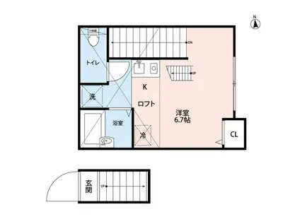 バーミープレイス東伏見(ワンルーム/2階)の間取り写真