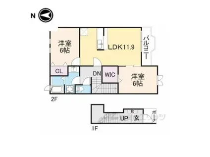 ニアパークA(2LDK/2階)の間取り写真